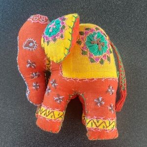 Vintage hand embroidered stuffed elephant